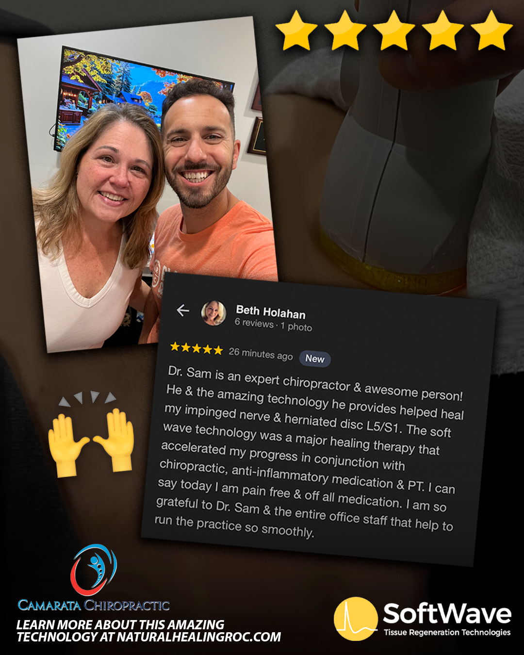 Beth’s Success Story: Overcoming Back Pain, L5/S1 Disc Herniation and Impinged Nerve with SoftWave Therapy at Camarata Chiropractic & Wellness